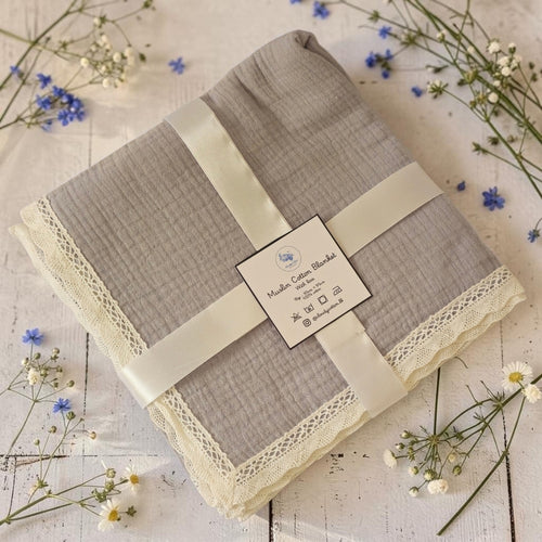 Premium Muslin Cotton Blanket - Grey (95 x 95 cm)