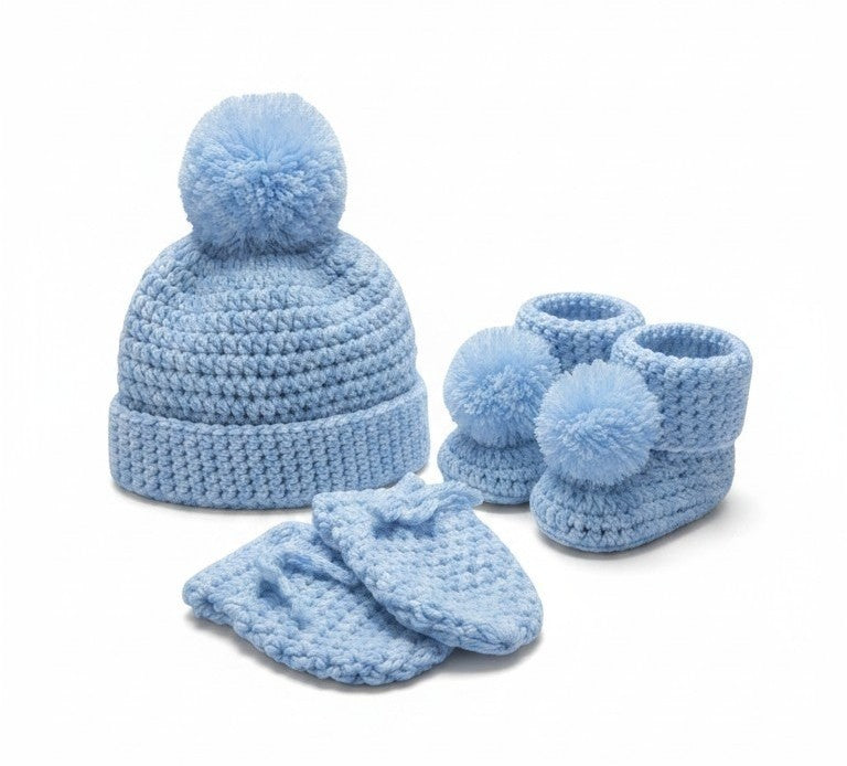 Crochet baby set (Hat, Mitten & Booties)