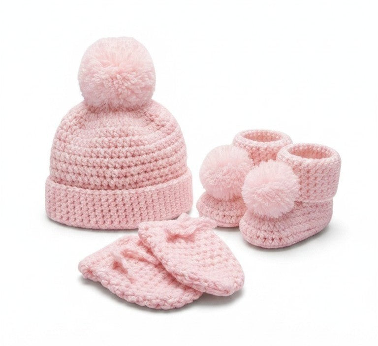 Crochet baby set (Hat, Mitten & Booties)