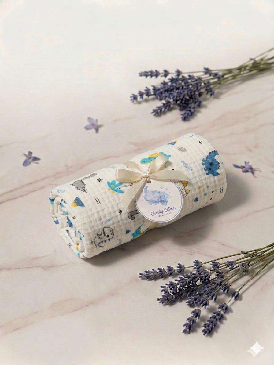 Premium Muslin Cotton Towel & Swaddle - Cherry (90 x 70 cm)
