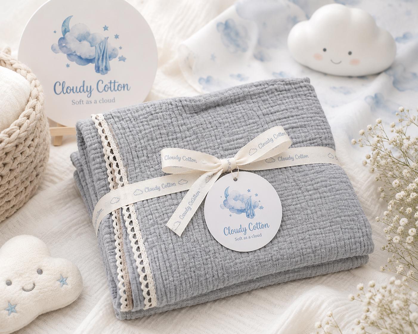Premium Muslin Cotton Blanket - Grey (90 x 90 cm)