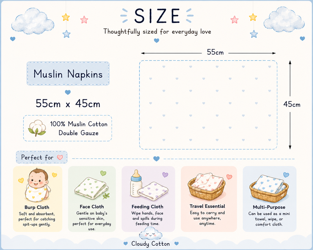 Premium Muslin Napkins - Blue (55 x 45 cm)