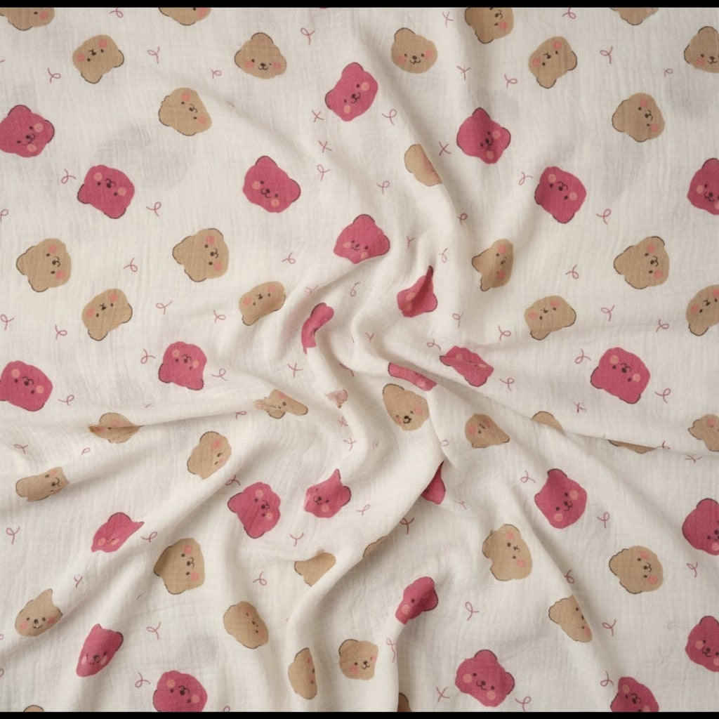 Premium Muslin Cotton Towel & Swaddle - Colorful Bear (90 x 70 cm)