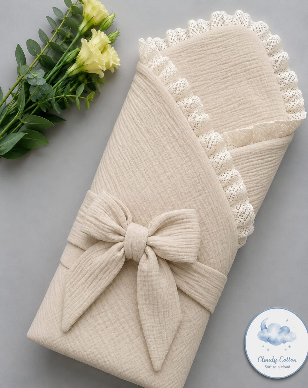Premium Muslin Cotton Quilted/Non Quilted Blanket - Beige (95 x 95 cm)