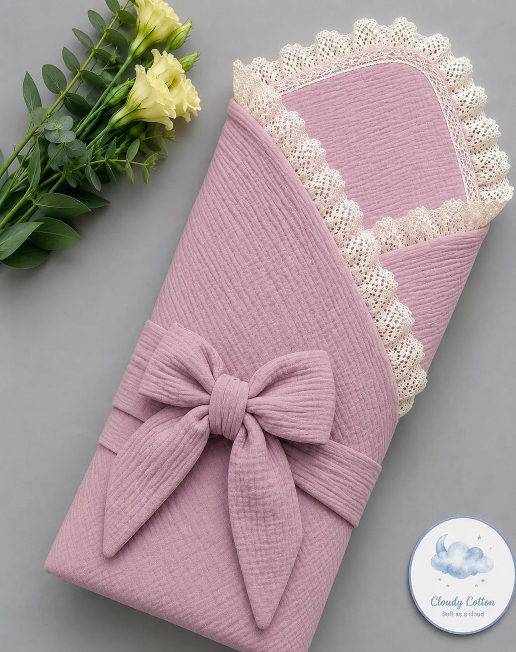 Premium Muslin Cotton Quilted/Non Quilted Blanket - Pink (95 x 95 cm)