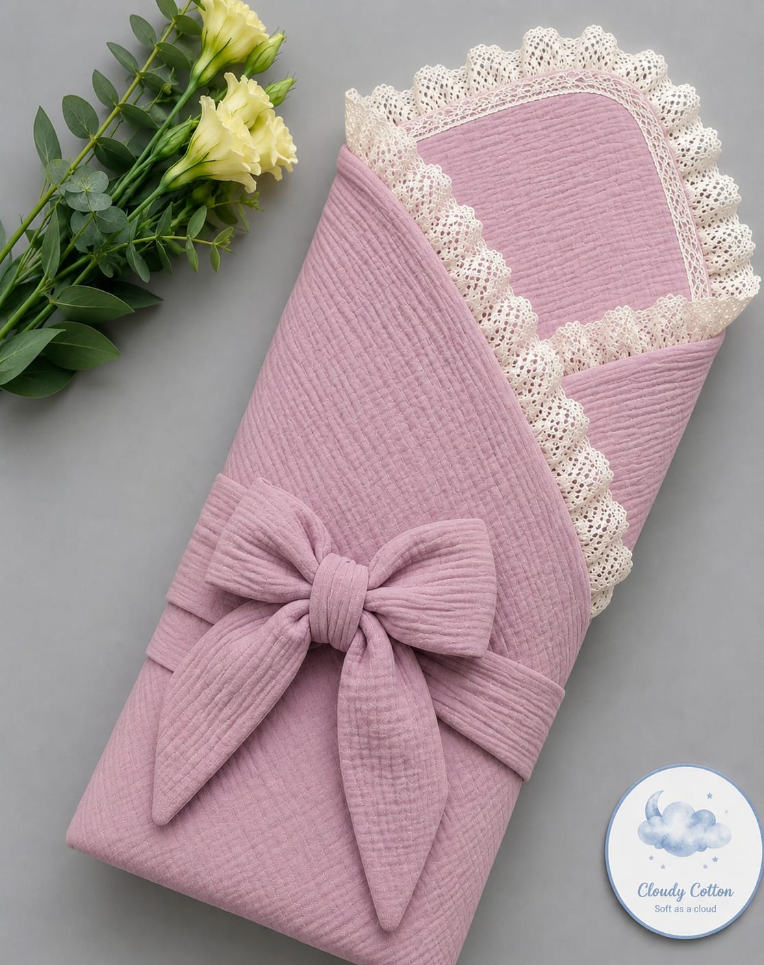 Premium Muslin Cotton Quilted/Non Quilted Blanket - Pink (95 x 95 cm)