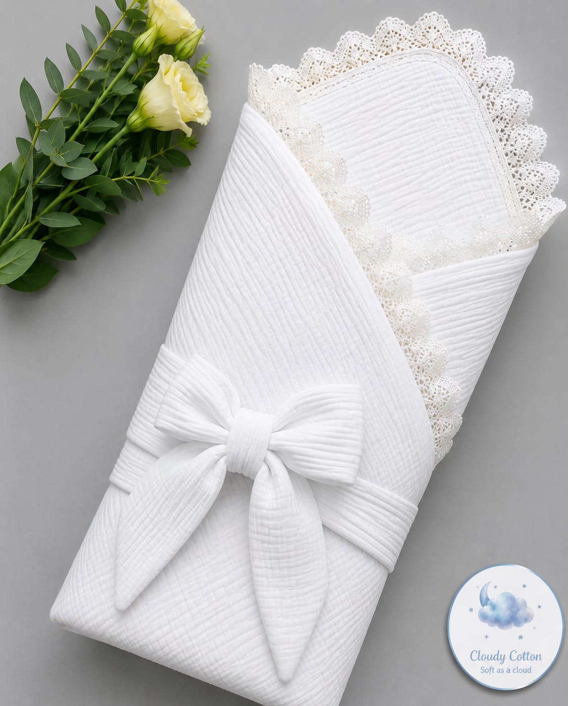 Premium Muslin Cotton Quilted/Non Quilted Blanket - White (95 x 95 cm)