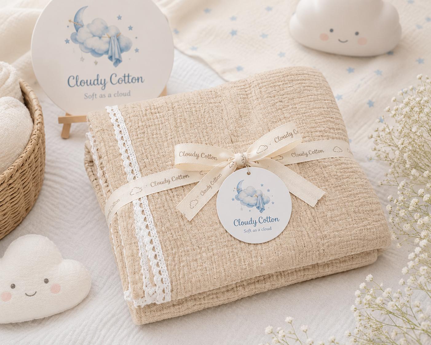 Premium Muslin Cotton Blanket - Beige (90 x 90 cm)